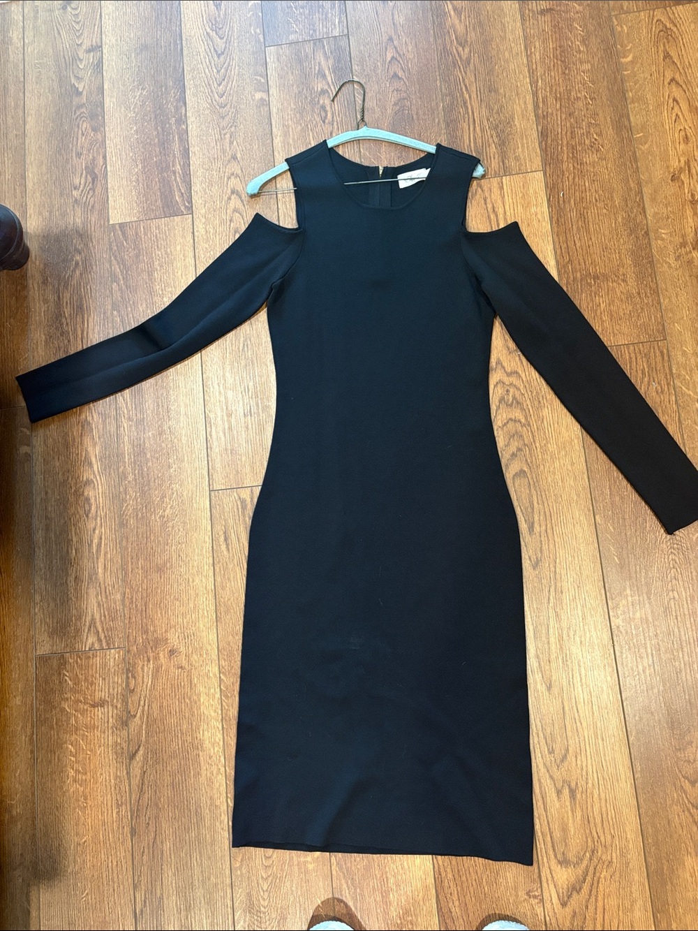 Eliza J Black Cold-Shoulder Long Sleeve Sheath Dress